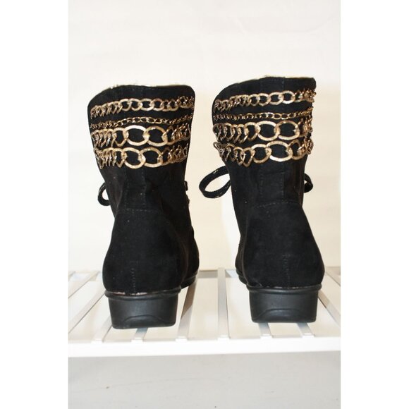 Joan Boyce Women's size 6.5 Metallic Black Ankle Boots with Metal Embellishments - Picture 7 of 10
